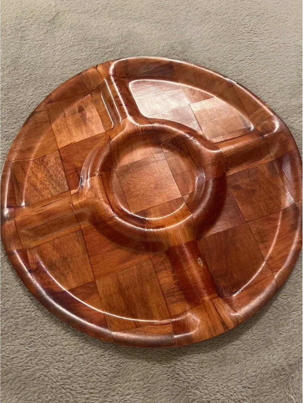 Set of 2 Vintage Wooden Serving Trays with Divided Sections